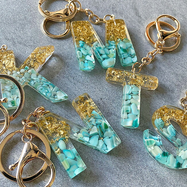 楽天市場】イニシャル チャーム キーホルダー リング付 ハーバリウム