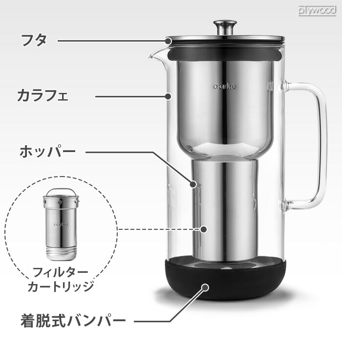 楽天市場】正規品 浄水器 ポット型 ステンレス製アールケ ピュリフィエ