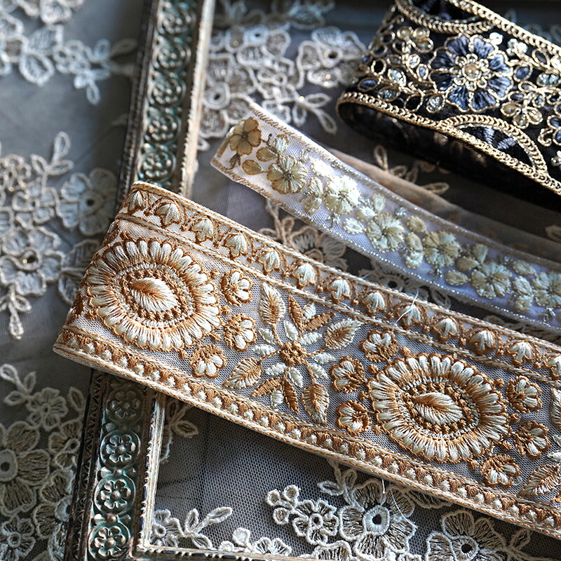 楽天市場】送料無料【50cm×10本】人気商品が必ず入る インド刺繍リボン