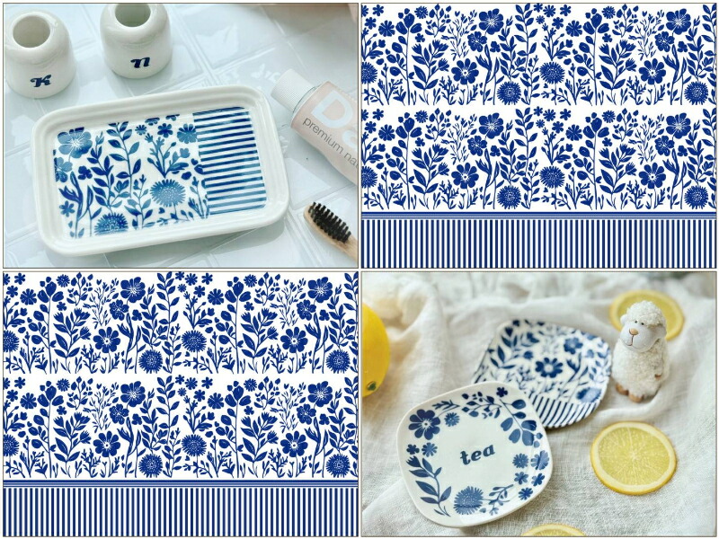 楽天市場】ポーセラーツ 転写紙【セット割】ブルーボタニカル転写紙