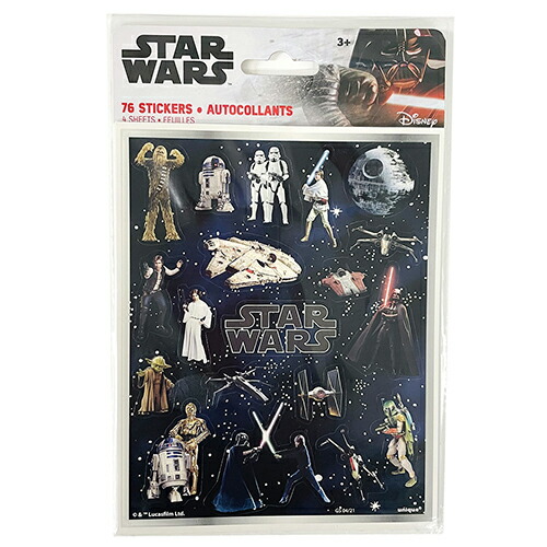 楽天市場】スターウォーズ ステッカー シール 4シート 76個入り ( BK