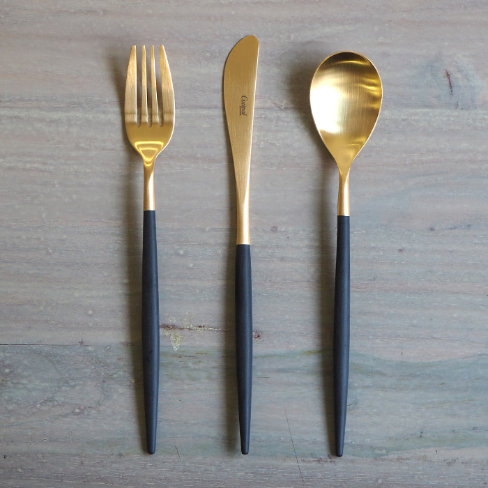 楽天市場】□クチポール ミオ・ブラック ゴールド ディナーセット 3PCS
