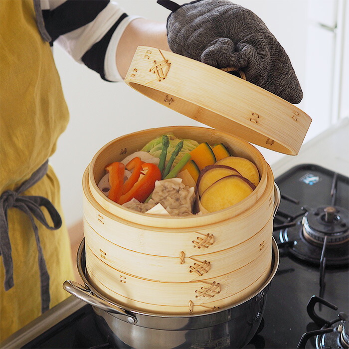 かごや 蒸籠 2段 蓋・鍋つき 24センチ かごや 蒸籠 2段 蓋・鍋つき 24