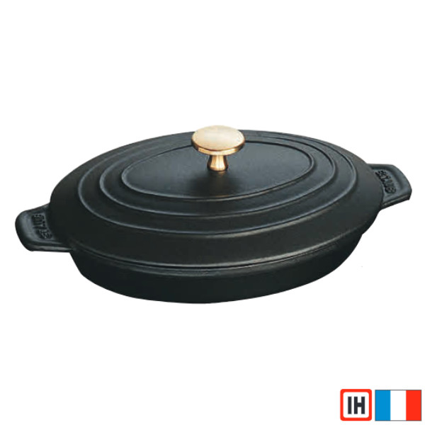 楽天市場】staub ストウブ オーバルプレート 23×17cm IH対応 黒