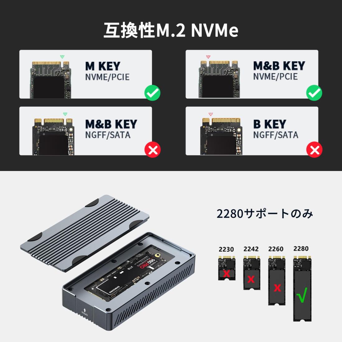 楽天市場】ACASIS，40Gbps超高速，M.2SSD外付けケース,USB4.0 NVMe M.2
