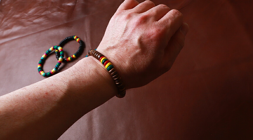 楽天市場】LITTLE WING エスニック ボーダーカラーウッディ ビーズ