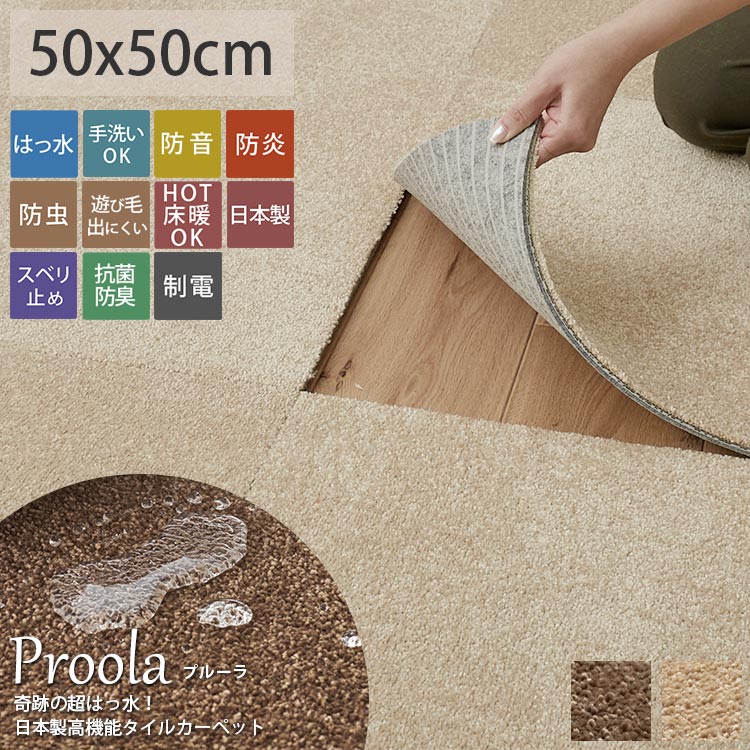 楽天市場】タイルカーペット 50×50 はっ水 防音 防炎 防ダニ 手洗い