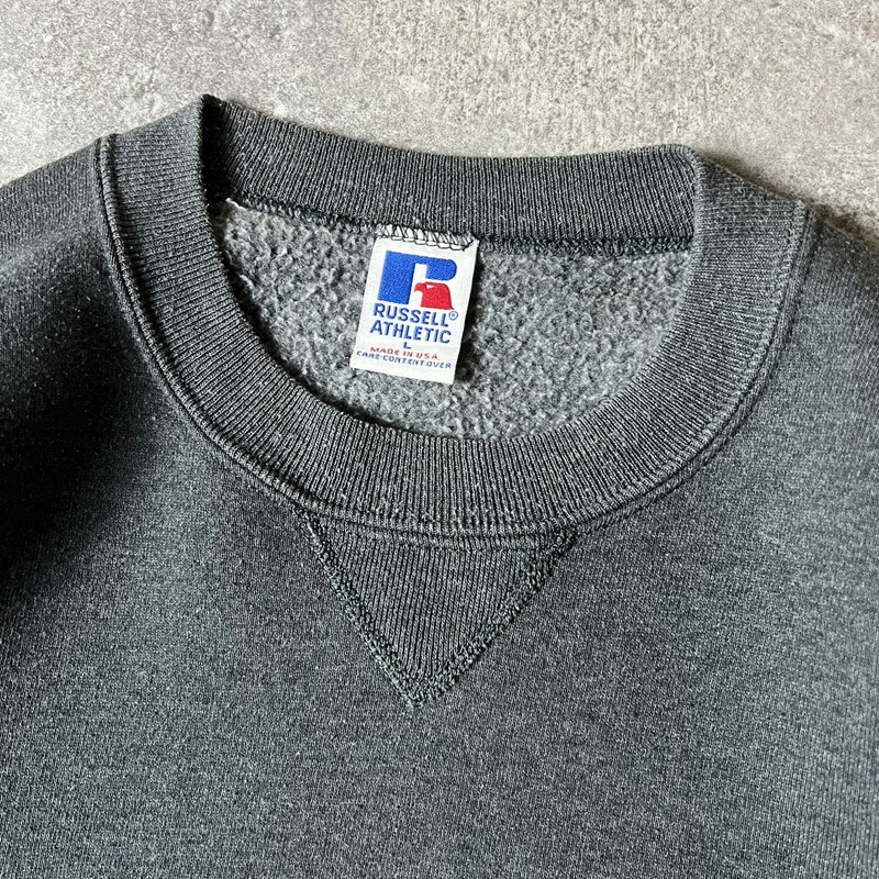 レアカラー 90s ラッセル 前V 無地 スウェット L ブリック レアカラー