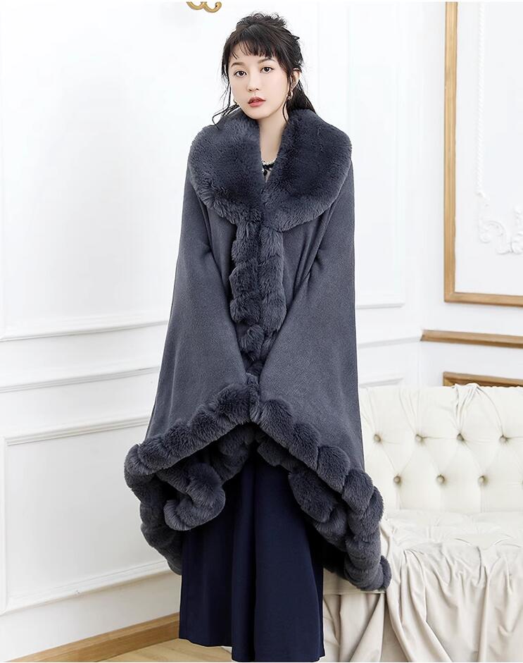 楽天市場】「3color」高級感 フェイクファーケープポンチョ ファー