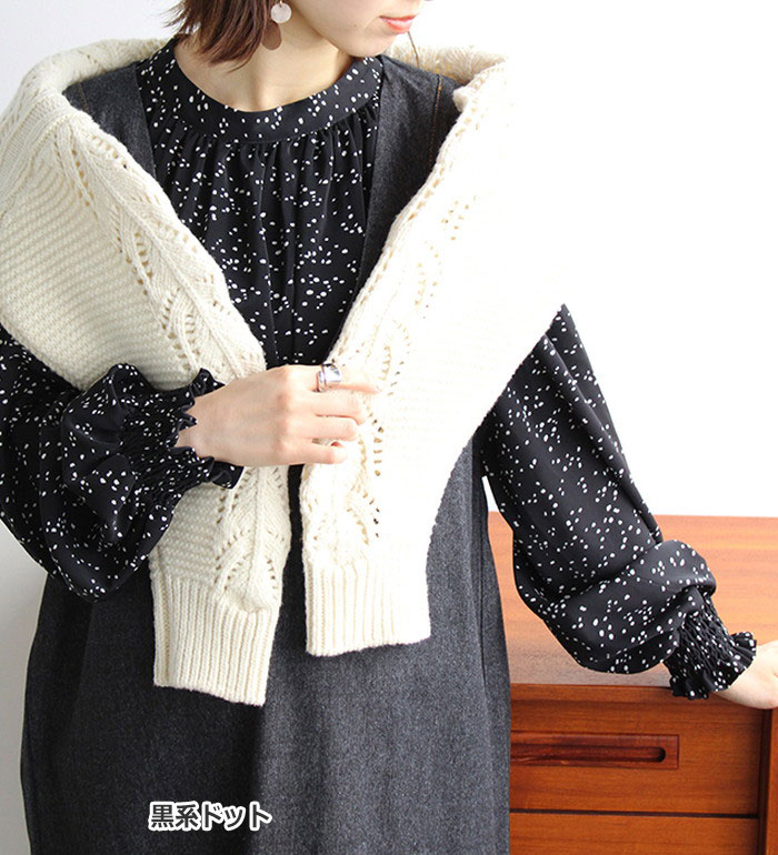 楽天市場】ハイネックギャザーバルーンスリーブブラウス レディース 秋