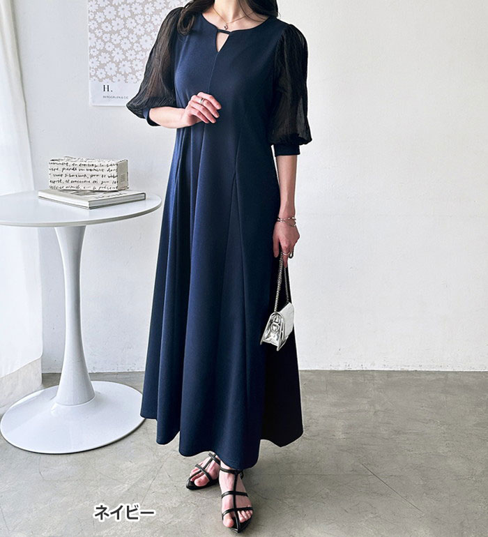 楽天市場】カットソーワンピース レディース 袖楊柳シアー美ライン