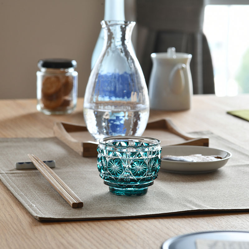 楽天市場】薩摩切子 猪口 大 cut18 緑 復元 島津薩摩切子 薩摩ガラス