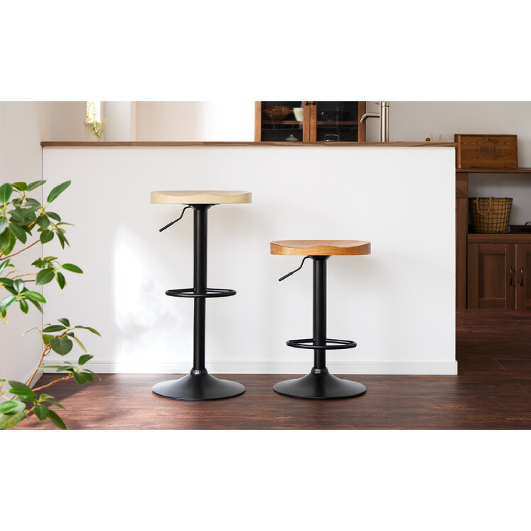 楽天市場】カウンターチェア 2脚セット 1脚 木製 天然木 昇降 回転 高