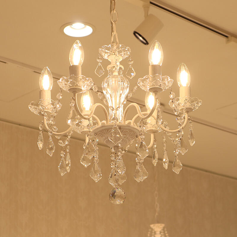 楽天市場】6灯シャンデリア アンティークホワイトシャンデリア ライト