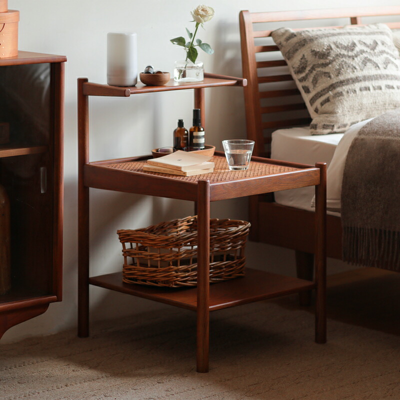 楽天市場】ナイトテーブル RattanMix／RD ヴィンテージレッド 北欧