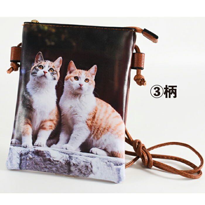 楽天市場】☆猫柄プリント スマホショルダー ポーチ スマフォ 携帯