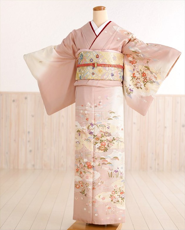 楽天市場】訪問着レンタル hw1285 〔着物レンタル〕上品なシェルピンク