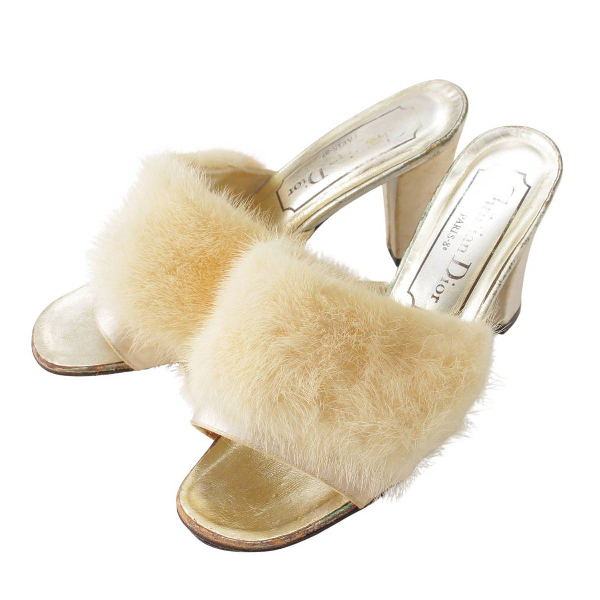 楽天市場】【ディオール】DIOR ミンクファー レザー ヒール サンダル