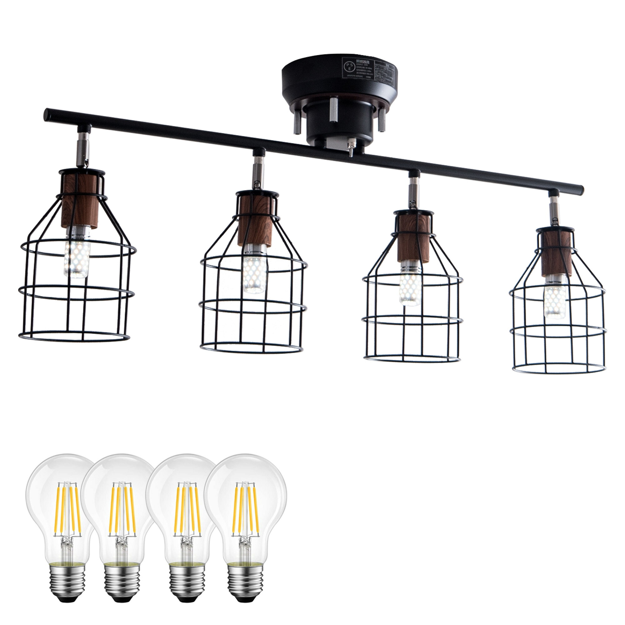 楽天市場】シーリングライト 4灯 リモコン付き調光調色LED電球