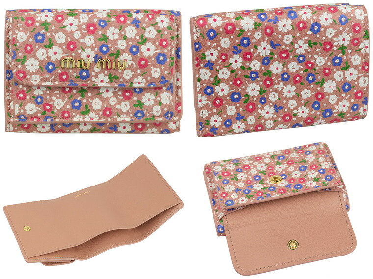 楽天市場】ミュウミュウ MIUMIU 三つ折り財布 花柄 アウトレット品