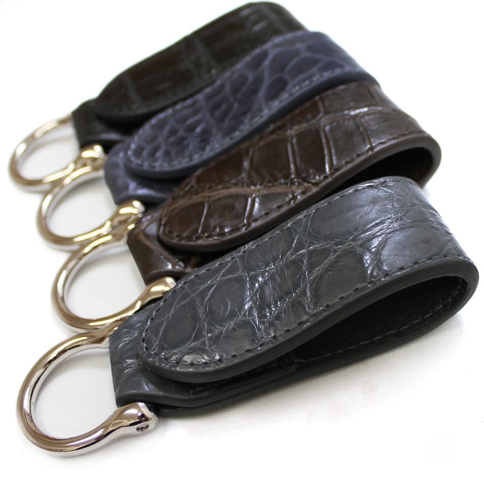 楽天市場】キーホルダー ベルトループ クロコダイル革 / レザー
