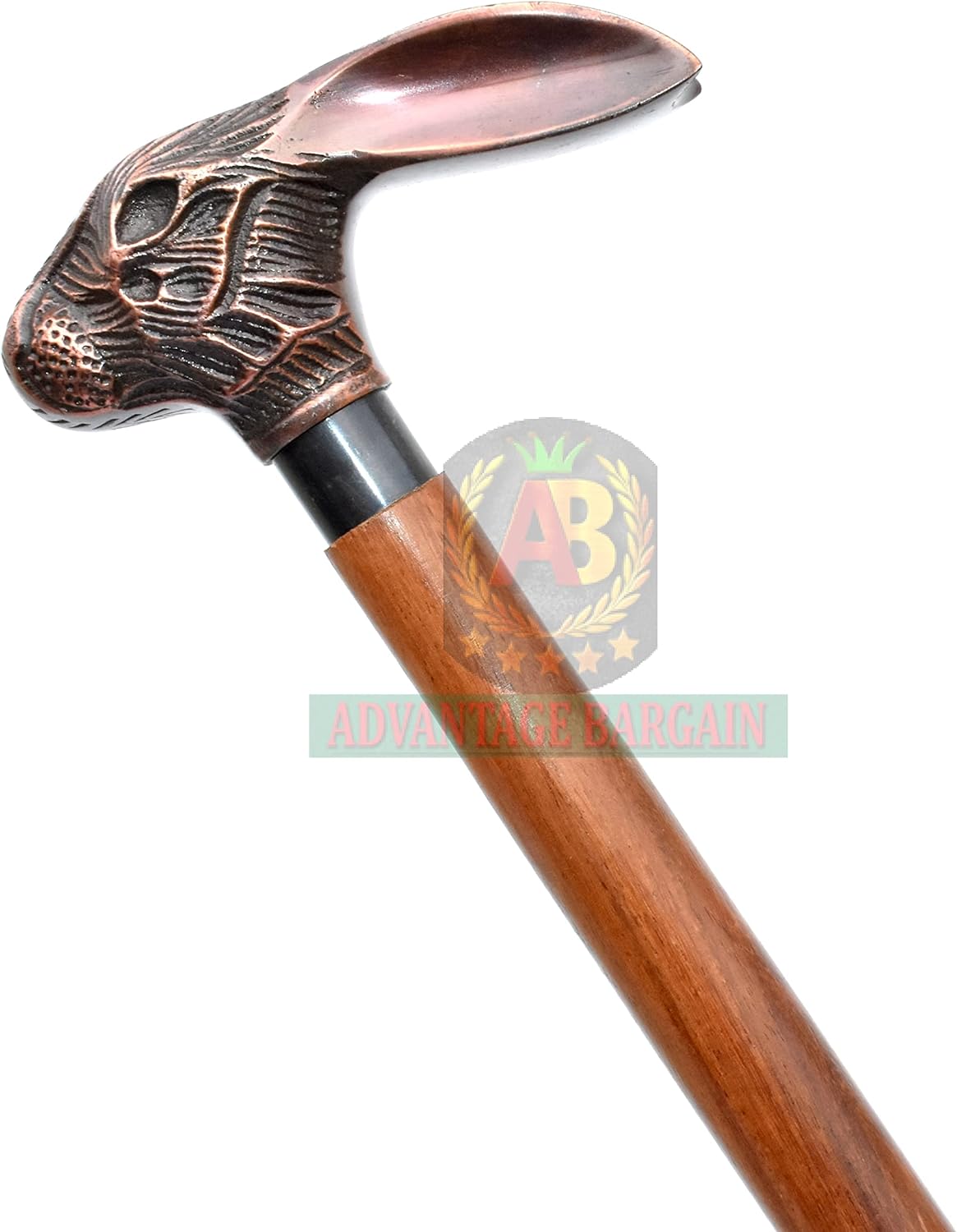 楽天市場】アンティークラビットウサギハンドル レッド天然木ステッキ