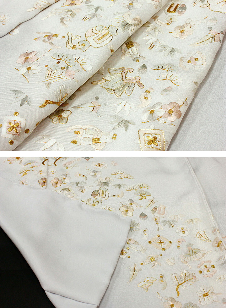 楽天市場】訪問着 手刺繍 正絹 豪華 フォーマル 宝尽くし ライトグレー