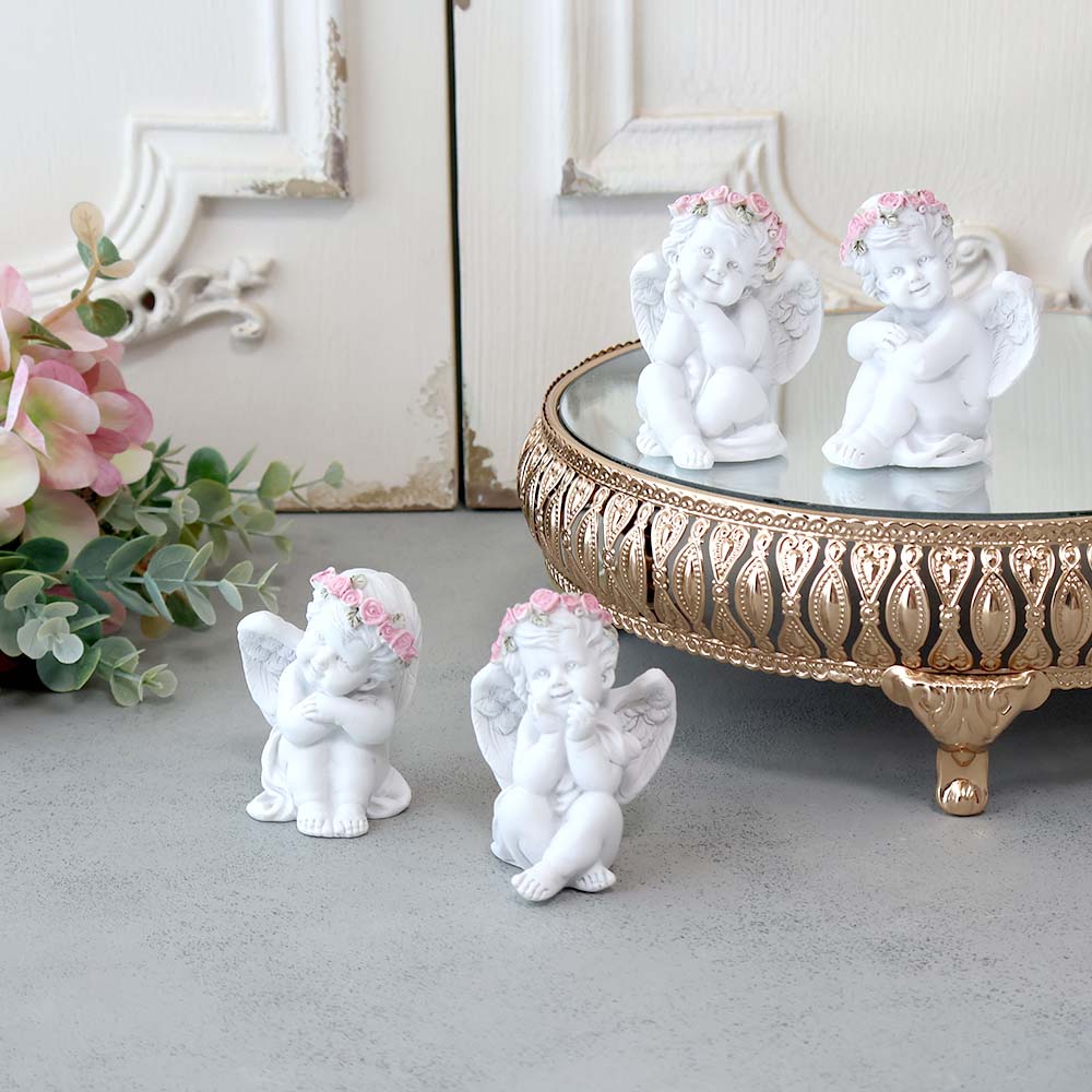 楽天市場】天使 置物 ローズエンゼルオブジェ 4個セット エンジェル