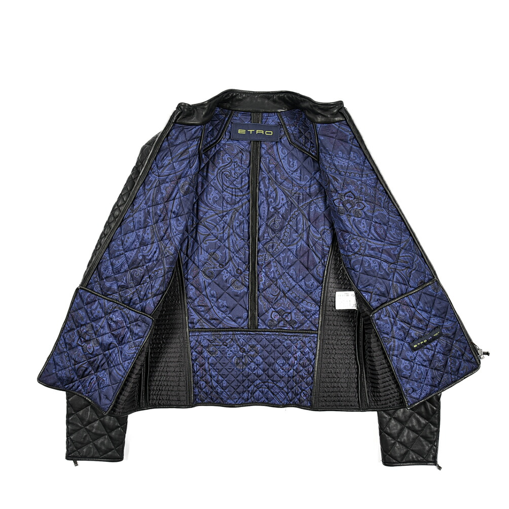 楽天市場】エトロ ETRO キルティング レザージャケット スタンドカラー