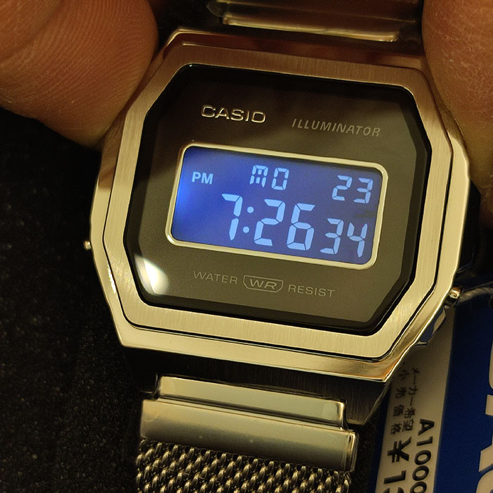 楽天市場】CASIO “STANDARD PREMIUM”A1000M-1BJF 白蝶貝＋フルメタル