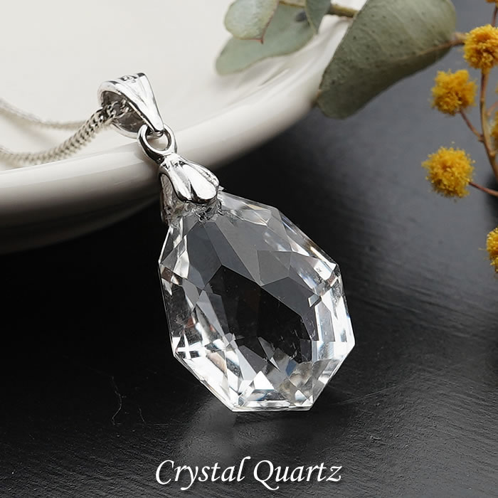 楽天市場】【高品質】水晶AAA カット ペンダントトップ ネックレス