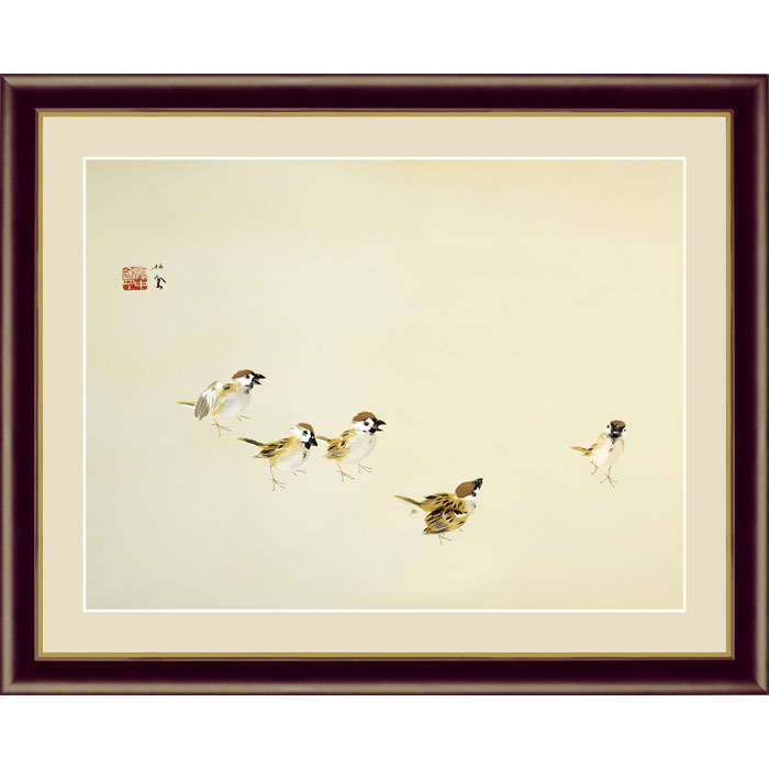 楽天市場】竹内栖鳳 喜雀 52×42cm 日本画 鳥 すずめ スズメ 雀