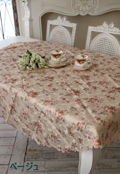 楽天市場】ラウンドテーブルクロス 円形 はっ水 エレガントローズ 撥水