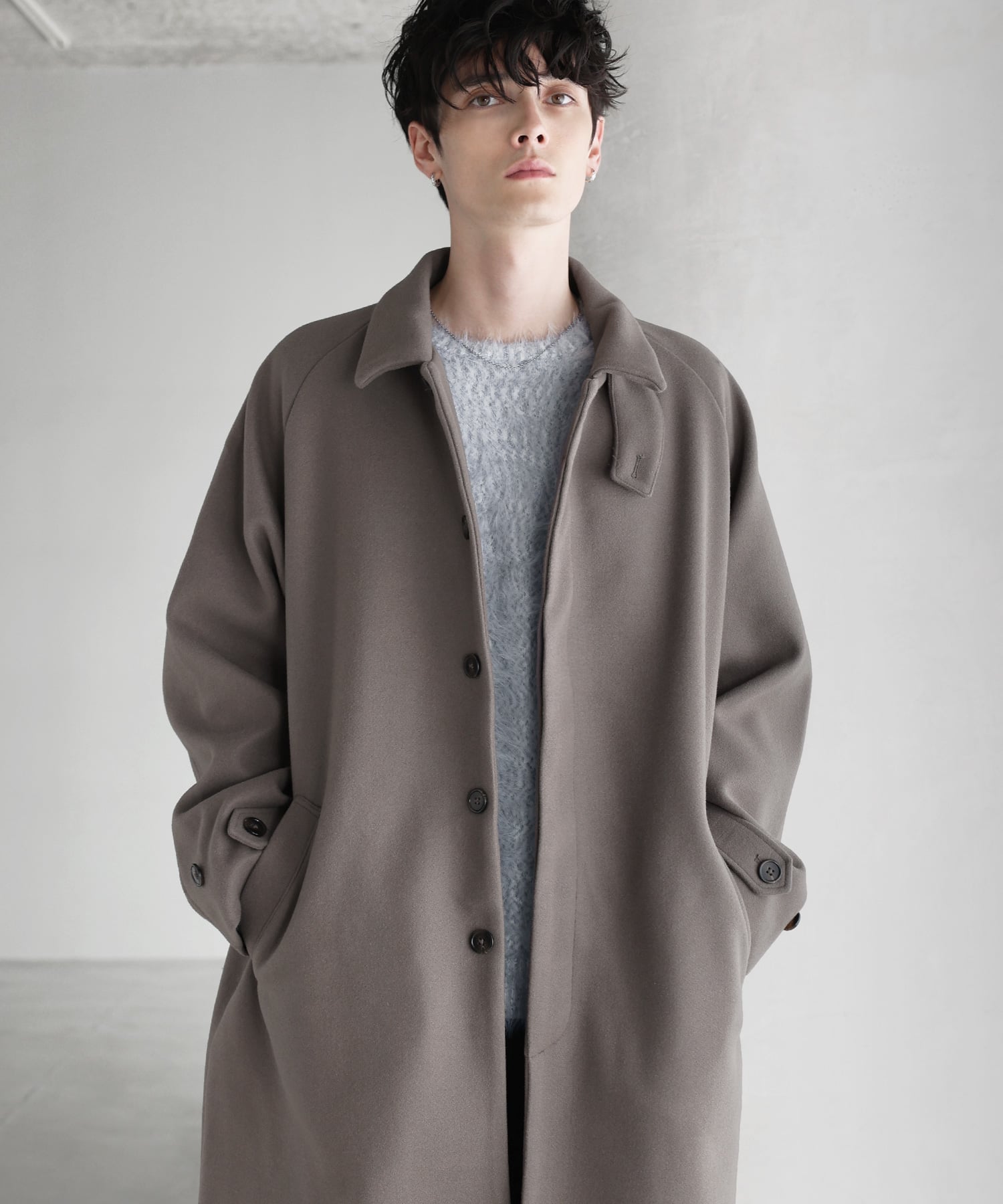 THE CASUAL｜ビッグシルエット2way比翼メルトンステンカラーコート