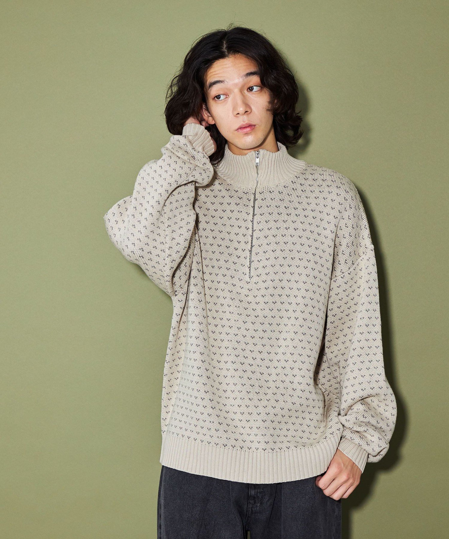 【希少】brooks brothers バーズアイ　ハーフジップニット ウール リブニット ハーフジップ モックネックセーター | Brooks