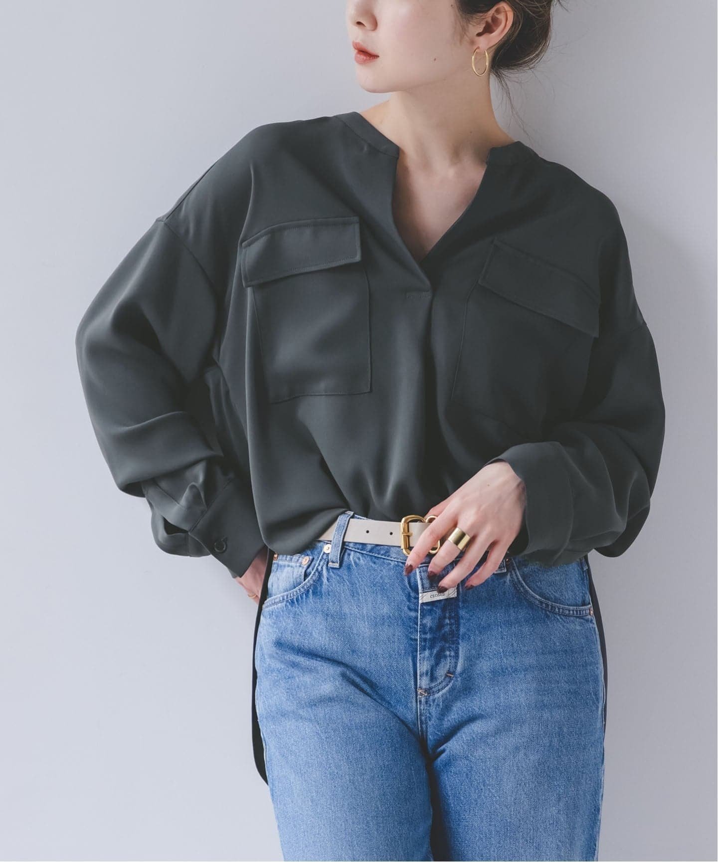 NOBLE｜《追加・WEB限定カラー》ワークディテールドレープシャツ