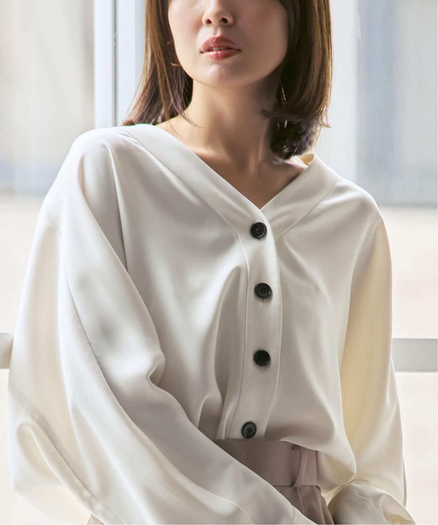 NOBLE｜《追加・WEB限定カラー》エステルダブルクロスカーデブラウス