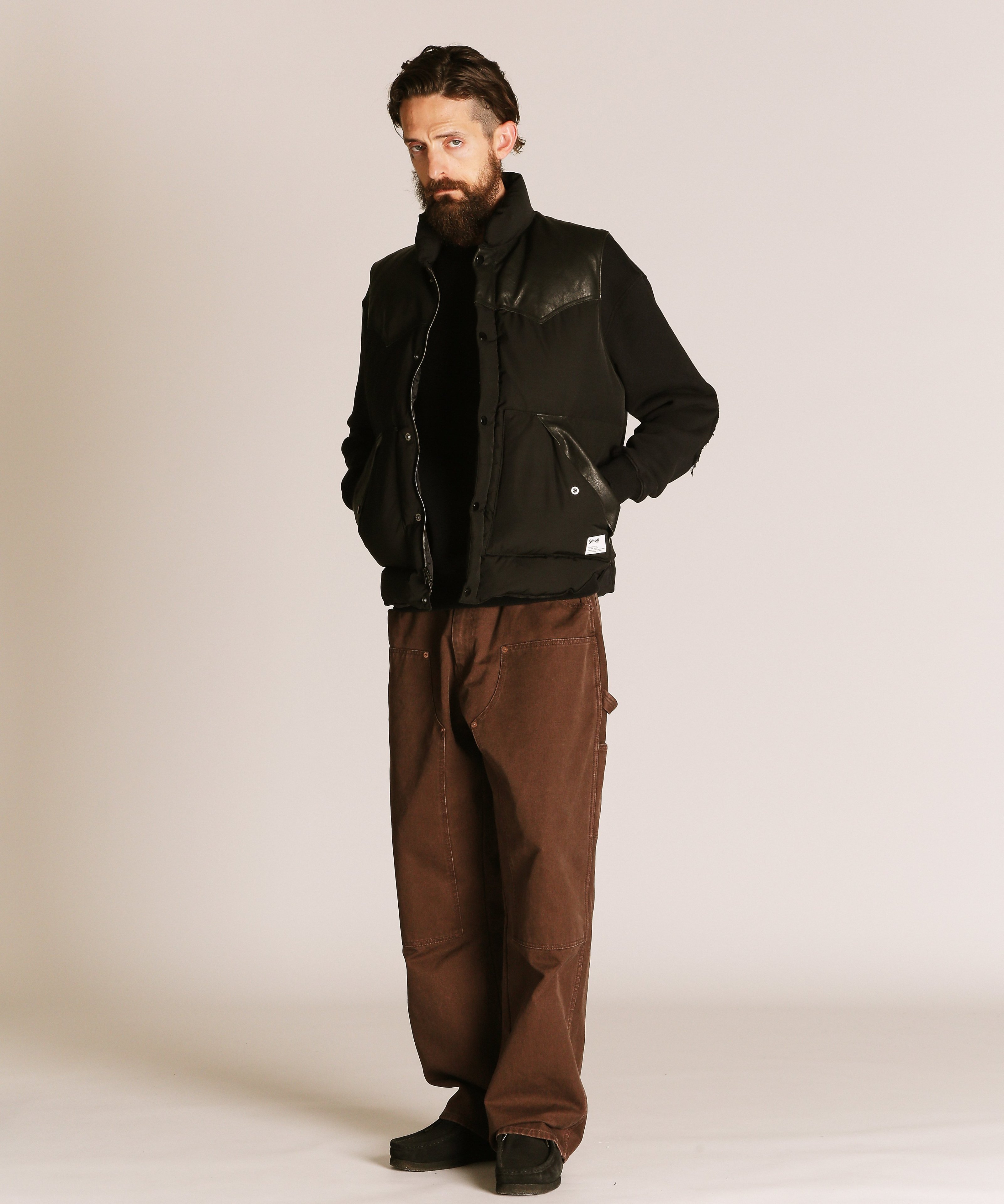 Schott｜LEATHER COMB. VEST/レザー コンビベスト | Rakuten Fashion