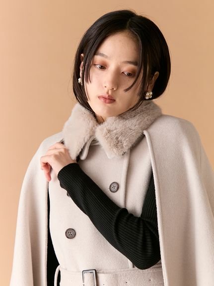 LILY BROWN｜ファー付き3wayケープコート | Rakuten Fashion(楽天