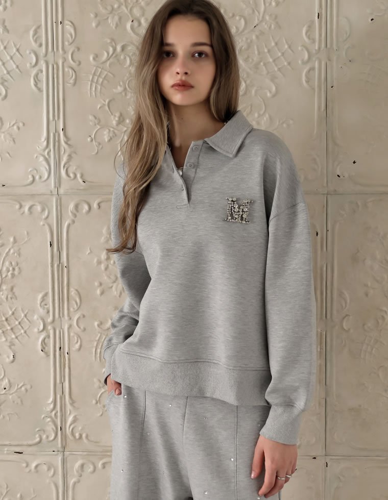 Re:EDIT｜Mロゴビジューポロスウェットトップス | Rakuten Fashion