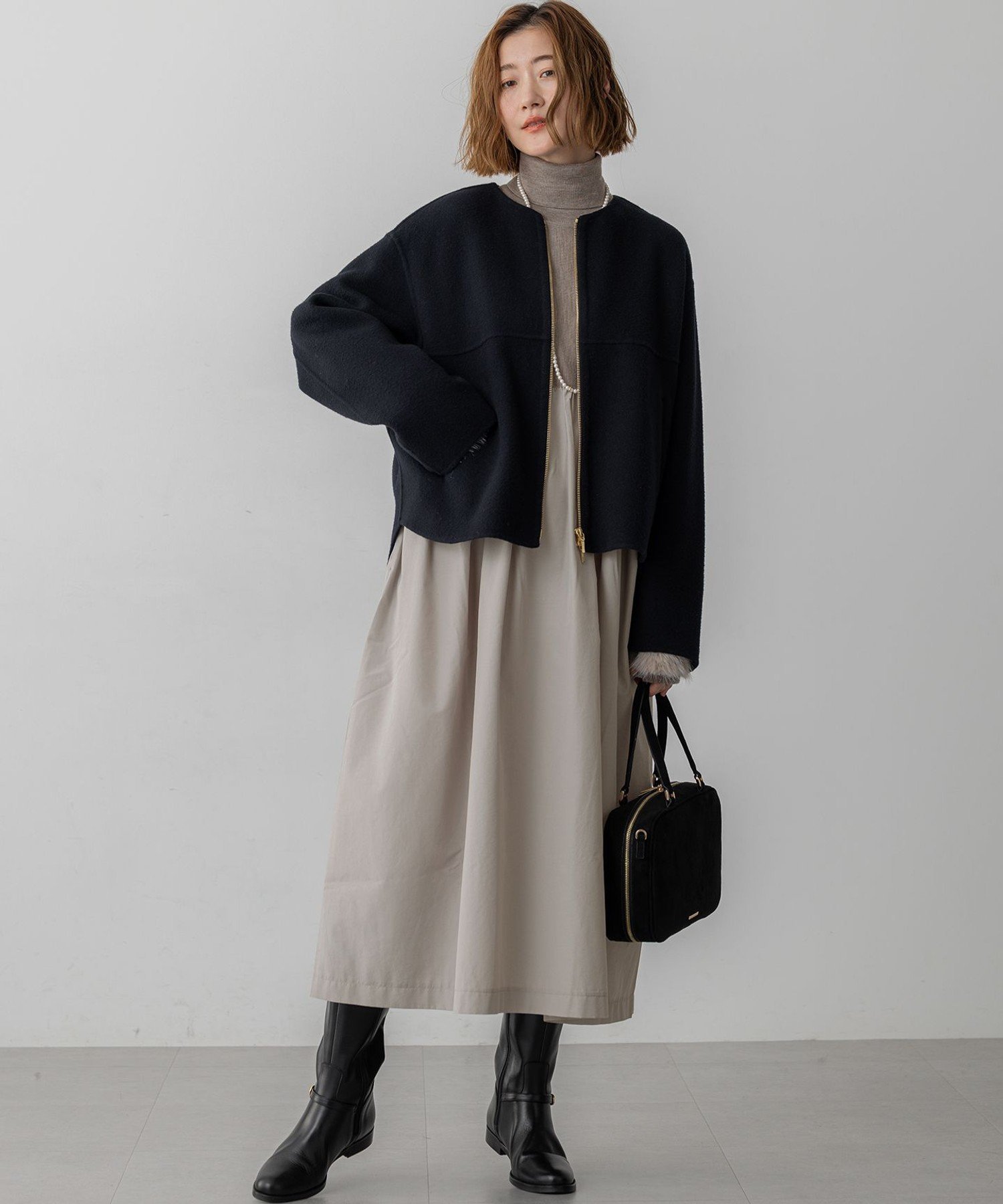 23区｜ウールライトリバー ノーカラー ショートコート | Rakuten