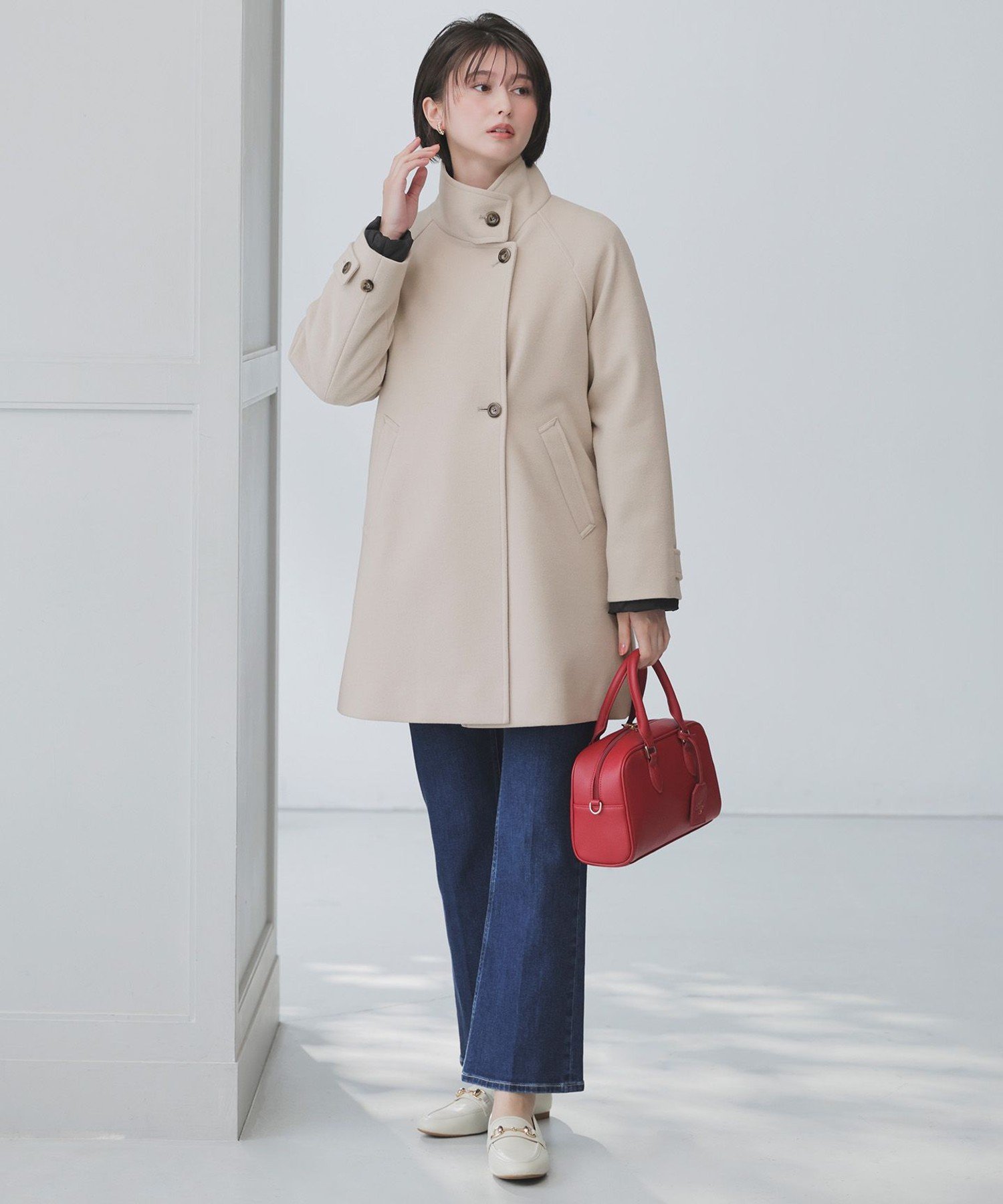 ANY SIS｜ウールライクスタンドカラー ミドルコート | Rakuten Fashion