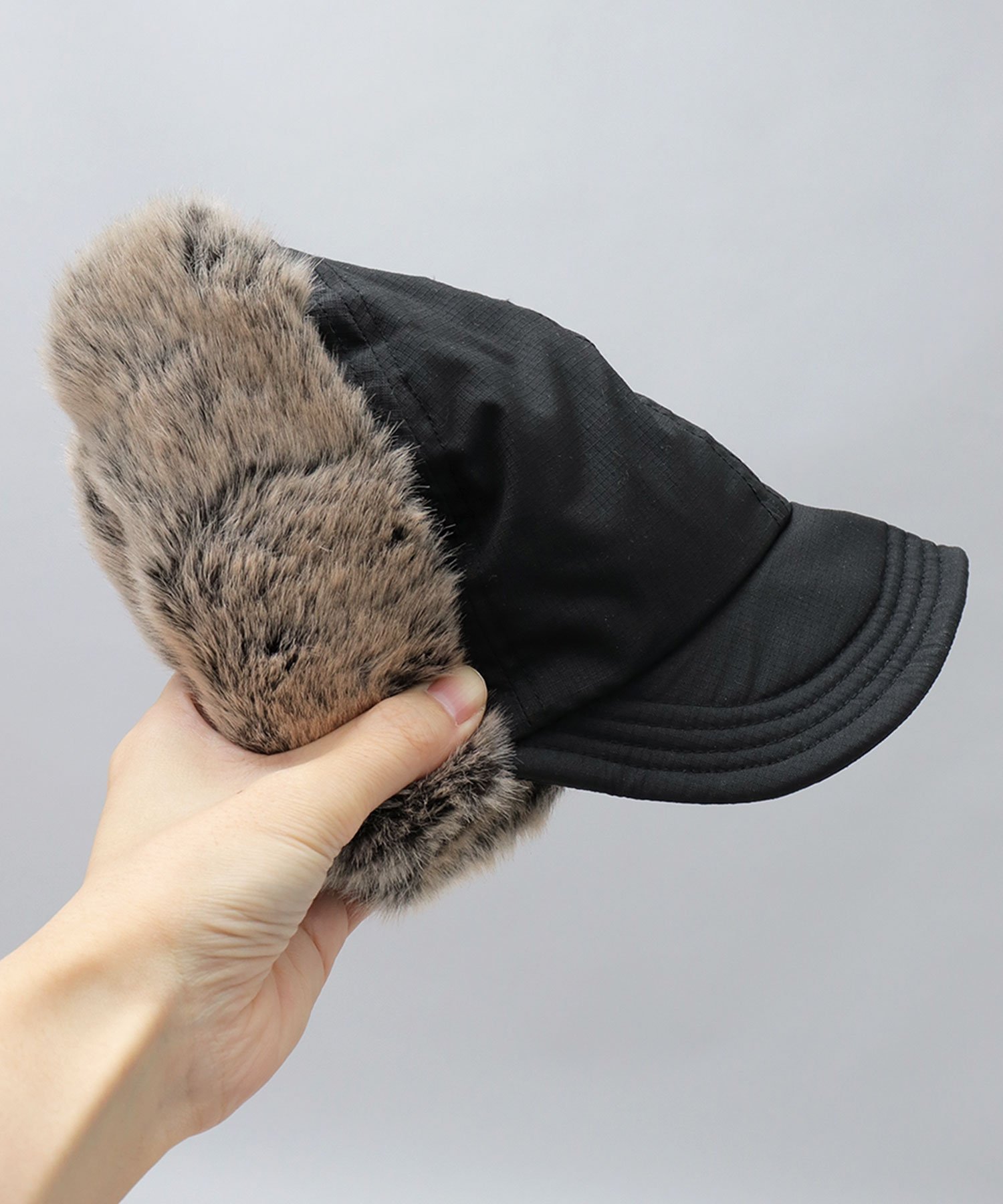 A.M.S.｜リップストップナイロン フェイクファー ショートブリム