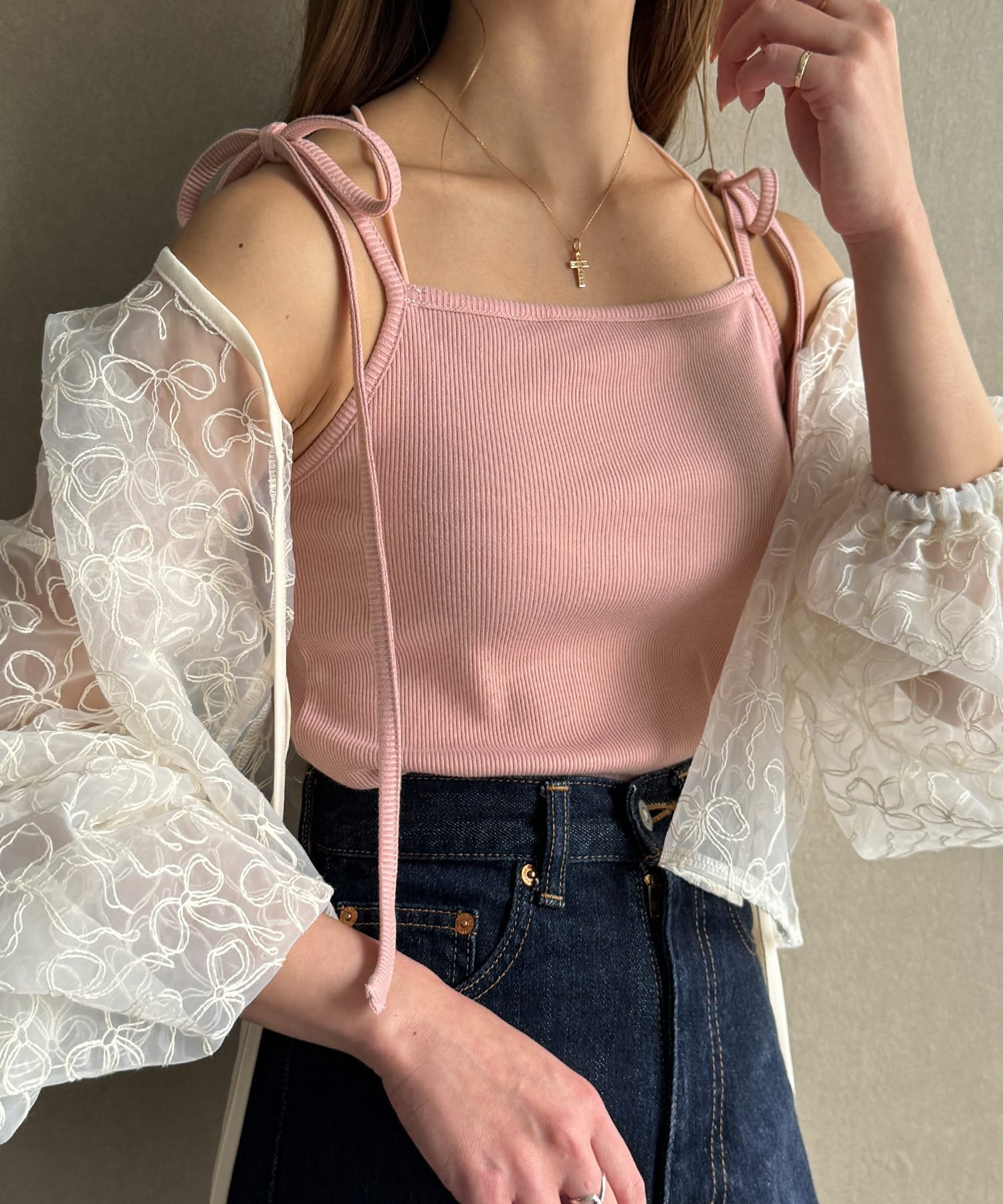 RYU KAGA リボン付きキャミソール RYU KAGA リボン付きキャミソール