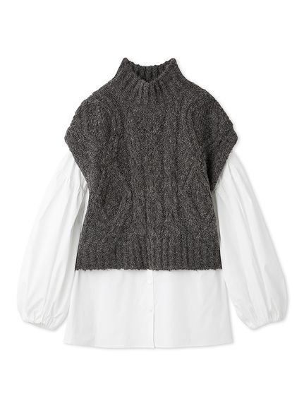 Mila Owen｜【セットアイテム】ケーブルベストシャツレイヤードSET