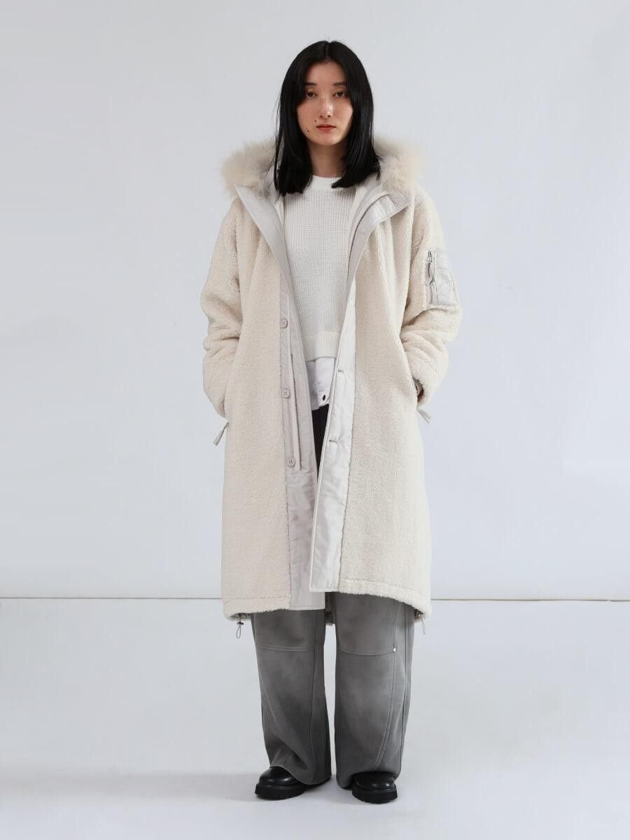 LASUD｜ファーフーデッドボアコート | Rakuten Fashion(楽天