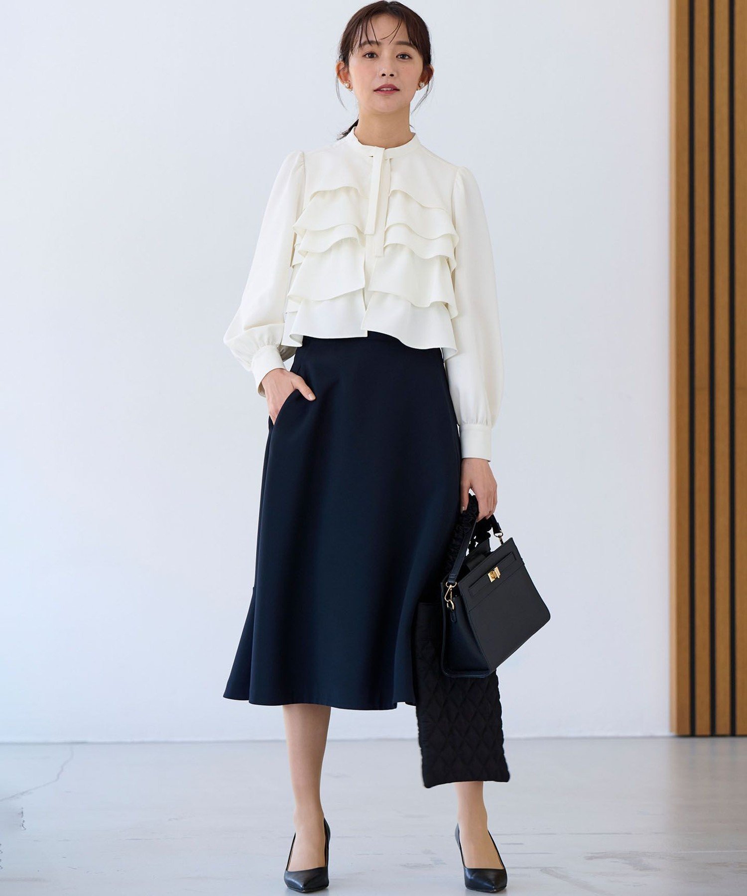 組曲｜【KUMIKYOKU NAVY】コンフォータブルドレープ フリルブラウス
