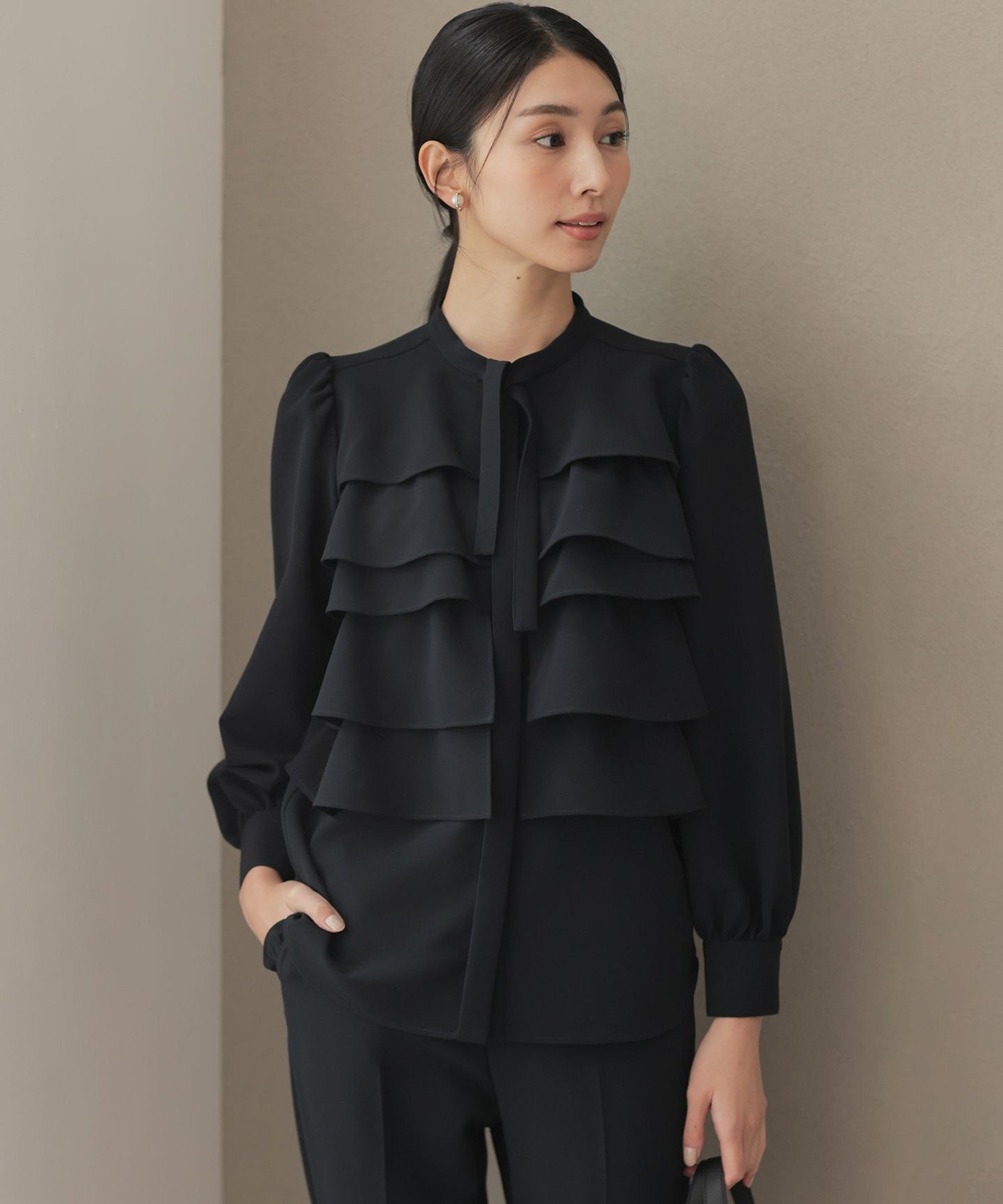 組曲｜【KUMIKYOKU NAVY】コンフォータブルドレープ フリルブラウス