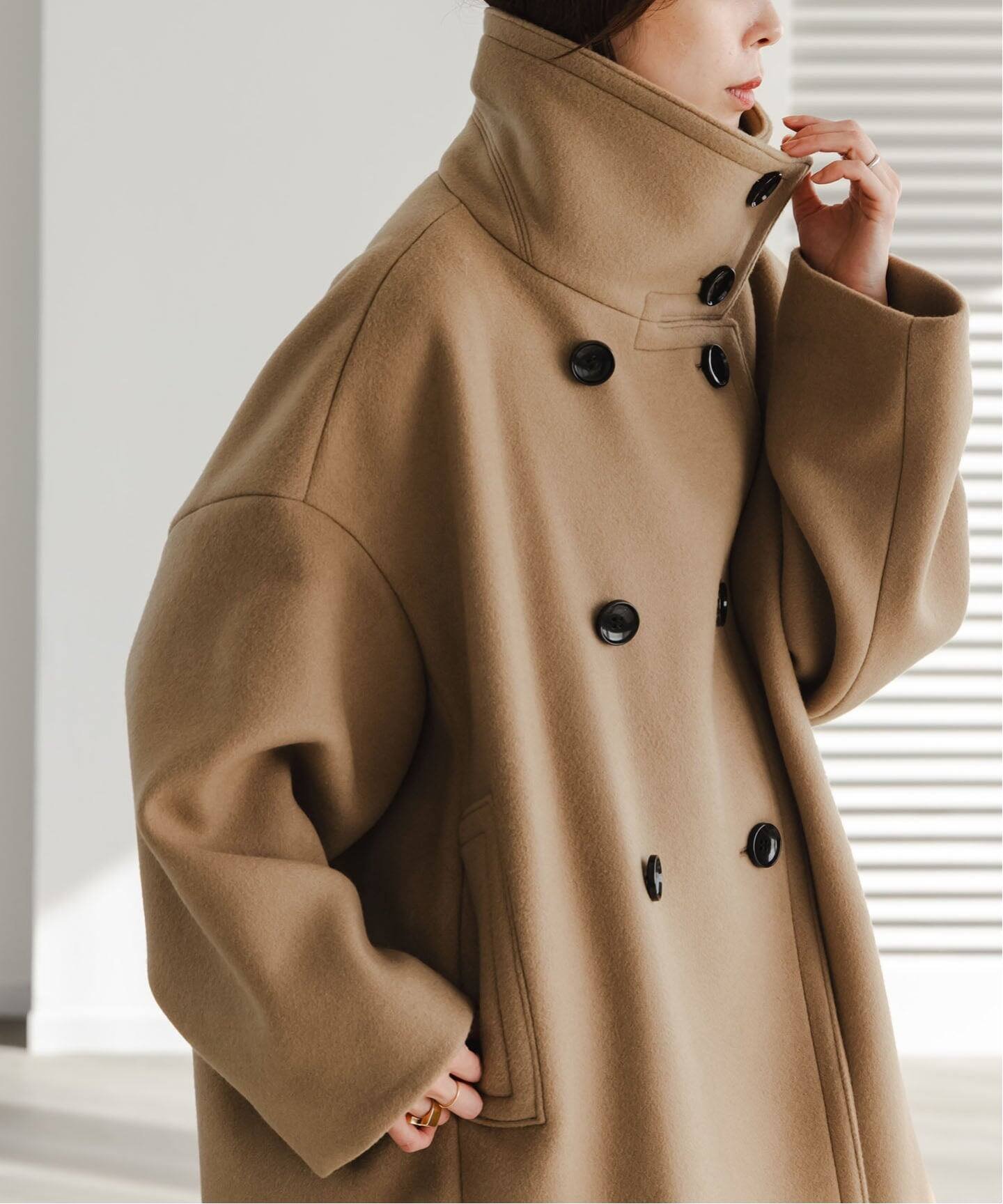 NOBLE｜《追加》スタンドカラーオーバーコート | Rakuten Fashion(楽天