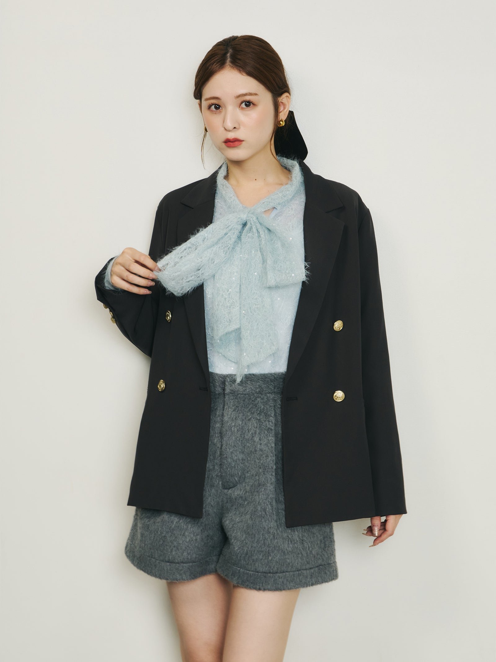 Olu.｜スパンコールレースリボンタイブラウス | Rakuten Fashion(楽天